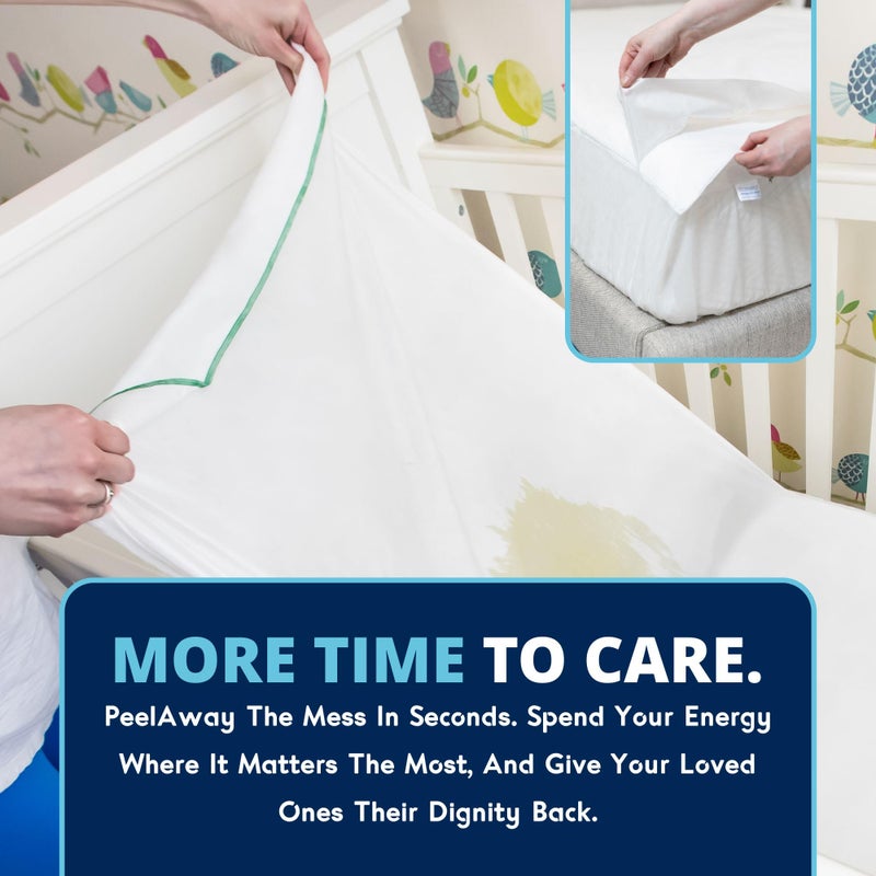 PEELAWAYS Crib-A-Peel Disposable Waterproof Crib Sheets - Super Absorbent Bedwetting Pads for Infants, Potty-Training, Spills, and More - 5 Layer 28" x 52" x 6" - Image 3